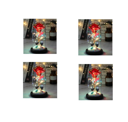 Led Light Glass Cover Rose Flower Micro Landscape
